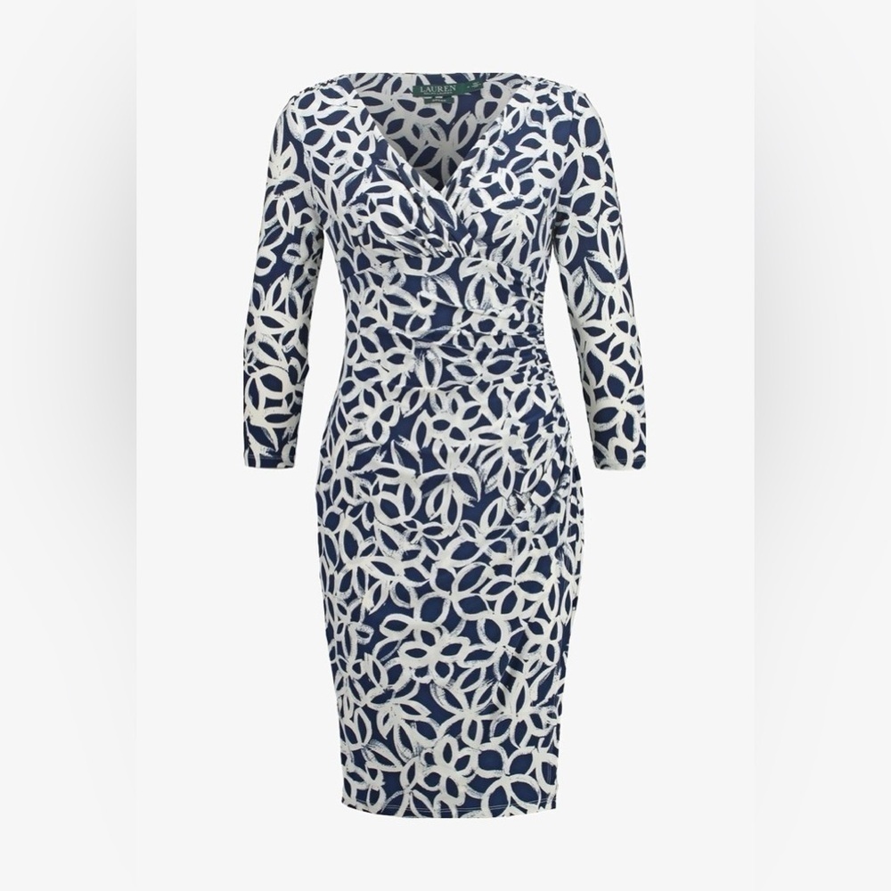 LAUREN RALPH LAUREN | Abstract Patterned Dress (GREY & WHITE)